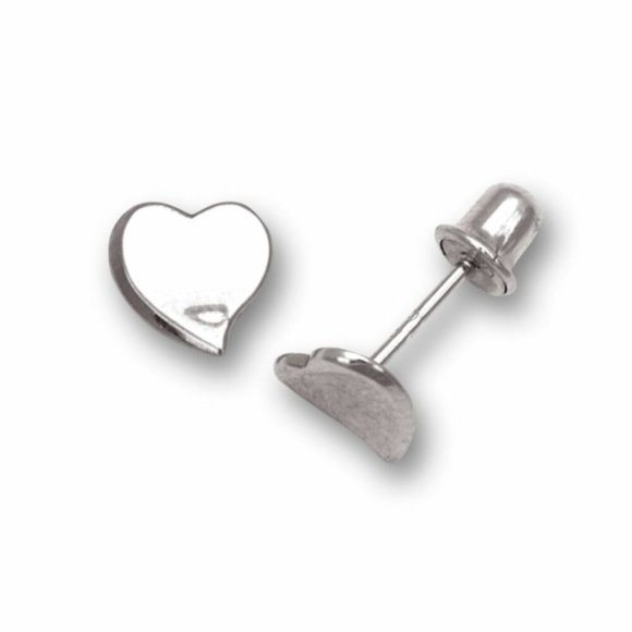 Real 14K Solid Gold Heart Shape Love Stud Screw Back Earrings - Picture 3 of 3